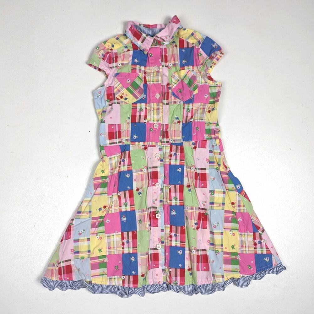 Vtg Y2K Childrens Place Dress Girls Sz 6 Pink Patchwork Floral
